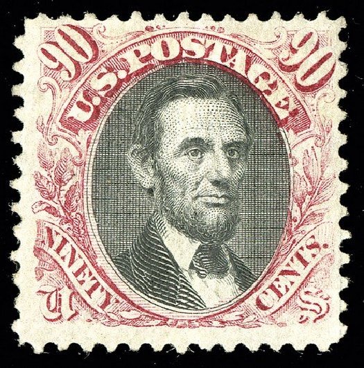 Prices of US Stamp Scott Catalog #122: 1869 90c Pictorial Lincoln. Spink Shreves Galleries, May 2014, Sale 148, Lot 159