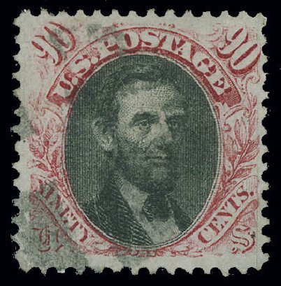 Price of US Stamps Scott Catalog #122 - 90c 1869 Pictorial Lincoln. Matthew Bennett International, Jun 2008, Sale 328, Lot 640