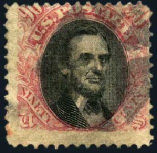 US Stamp Value Scott Cat. 122: 90c 1869 Pictorial Lincoln. Harmer-Schau Auction Galleries, May 2012, Sale 93, Lot 280