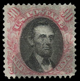 US Stamps Value Scott Catalogue 122: 90c 1869 Pictorial Lincoln. Daniel Kelleher Auctions, Jul 2011, Sale 625, Lot 760