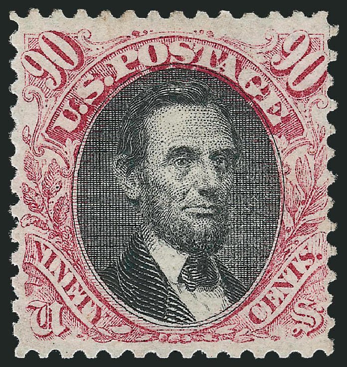 US Stamp Value Scott Cat. #122: 90c 1869 Pictorial Lincoln. Robert Siegel Auction Galleries, Dec 2012, Sale 1037, Lot 1680