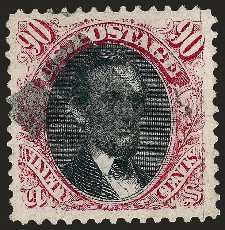 US Stamp Price Scott Cat. 122 - 1869 90c Pictorial Lincoln. Robert Siegel Auction Galleries, Oct 2008, Sale 963, Lot 700