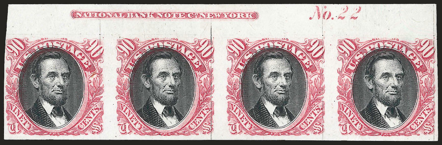 Costs of US Stamp Scott Cat. #122: 1869 90c Pictorial Lincoln. Robert Siegel Auction Galleries, Dec 2008, Sale 967, Lot 4020