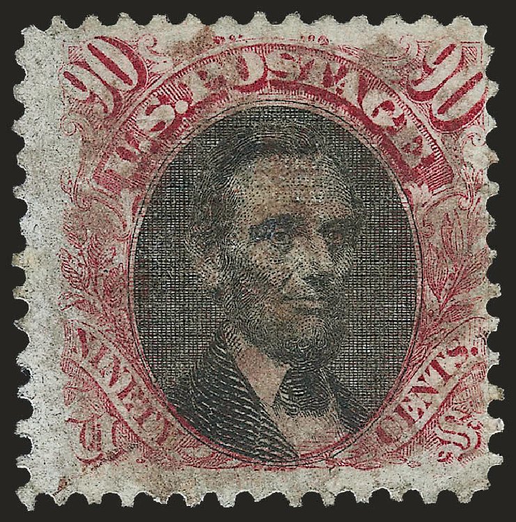 US Stamp Price Scott Catalog # 122 - 90c 1869 Pictorial Lincoln. Robert Siegel Auction Galleries, Sep 2009, Sale 976, Lot 1480