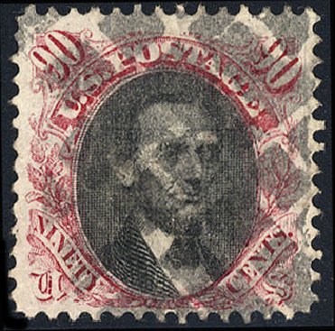 US Stamps Value Scott Catalogue 122: 1869 90c Pictorial Lincoln. Cherrystone Auctions, May 2008, Sale 200805, Lot 161