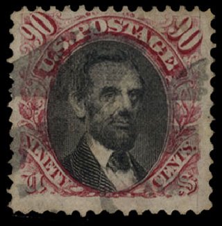 Costs of US Stamp Scott # 122: 90c 1869 Pictorial Lincoln. Cherrystone Auctions, Mar 2010, Sale 201003, Lot 111