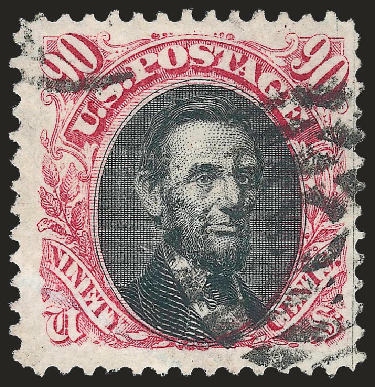 US Stamp Value Scott Catalog 122: 90c 1869 Pictorial Lincoln. Robert Siegel Auction Galleries, Jun 2010, Sale 992, Lot 2191