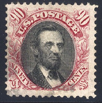 US Stamps Value Scott #122 - 1869 90c Pictorial Lincoln. Cherrystone Auctions, Jan 2009, Sale 200901, Lot 134