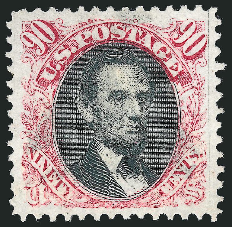 Value of US Stamps Scott Catalog #122 - 1869 90c Pictorial Lincoln. Robert Siegel Auction Galleries, Sep 2012, Sale 1027, Lot 14