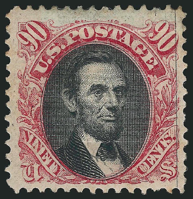 US Stamp Price Scott Catalogue 122: 90c 1869 Pictorial Lincoln. Robert Siegel Auction Galleries, Sep 2014, Sale 1078, Lot 244