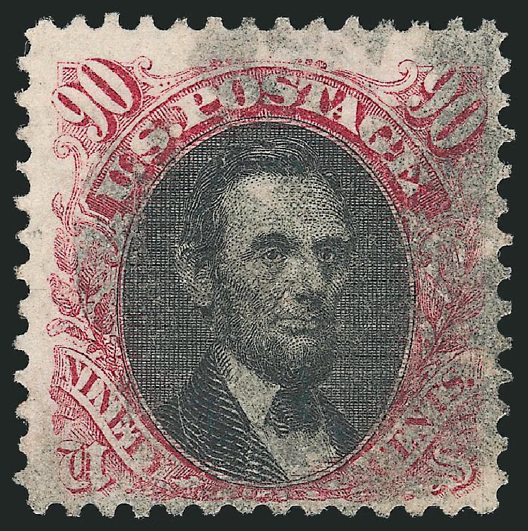 Value of US Stamps Scott Catalog # 122 - 1869 90c Pictorial Lincoln. Robert Siegel Auction Galleries, Dec 2009, Sale 982, Lot 5364