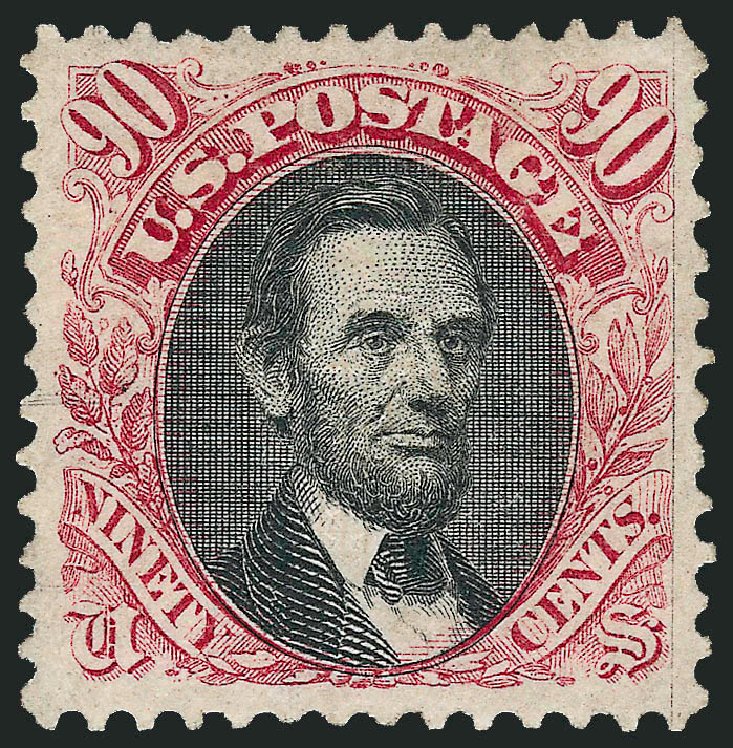 US Stamp Values Scott Cat. 122: 90c 1869 Pictorial Lincoln. Robert Siegel Auction Galleries, Feb 2010, Sale 983, Lot 84