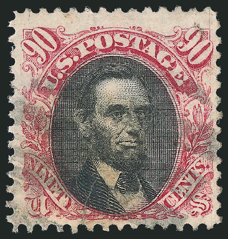 US Stamp Values Scott #122: 90c 1869 Pictorial Lincoln. Robert Siegel Auction Galleries, Oct 2010, Sale 997, Lot 5484