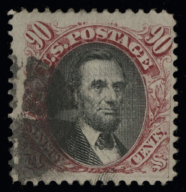 US Stamps Price Scott Catalogue # 122 - 1869 90c Pictorial Lincoln. Spink Shreves Galleries, Aug 2013, Sale 144, Lot 164