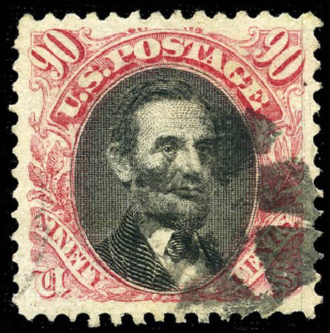 Cost of US Stamp Scott # 122 - 90c 1869 Pictorial Lincoln. Matthew Bennett International, Sep 2011, Sale 338, Lot 1805