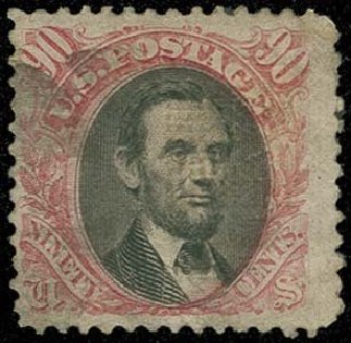 US Stamps Values Scott Cat. # 122: 90c 1869 Pictorial Lincoln. H.R. Harmer, Oct 2014, Sale 3006, Lot 1175