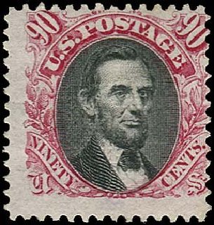 Price of US Stamps Scott Catalog # 122: 90c 1869 Pictorial Lincoln. Regency-Superior, Nov 2014, Sale 108, Lot 295