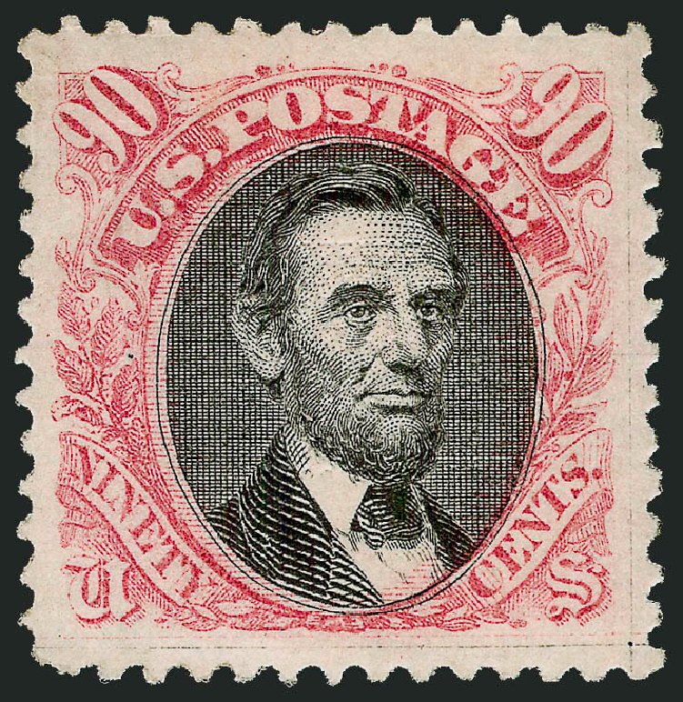 Values of US Stamp Scott Cat. #122 - 1869 90c Pictorial Lincoln. Robert Siegel Auction Galleries, Jun 2012, Sale 1025, Lot 145