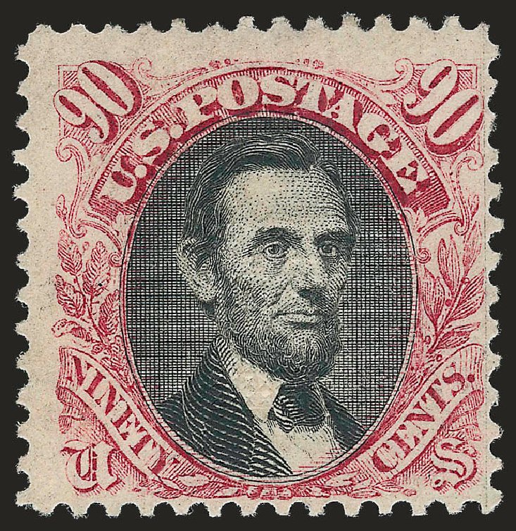 Values of US Stamp Scott 122 - 1869 90c Pictorial Lincoln. Robert Siegel Auction Galleries, Apr 2010, Sale 984, Lot 425