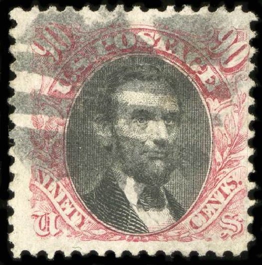 Values of US Stamp Scott Catalog 122: 1869 90c Pictorial Lincoln. Spink Shreves Galleries, Jul 2015, Sale 151, Lot 115
