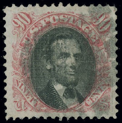 US Stamps Value Scott Catalog #122 - 90c 1869 Pictorial Lincoln. Matthew Bennett International, Jun 2008, Sale 328, Lot 642