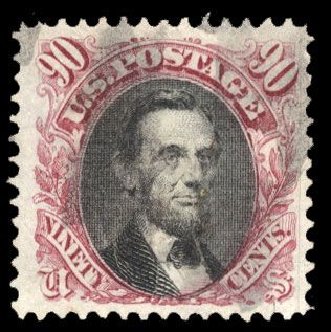Prices of US Stamp Scott Catalog # 122: 1869 90c Pictorial Lincoln. Cherrystone Auctions, Mar 2008, Sale 200803, Lot 162