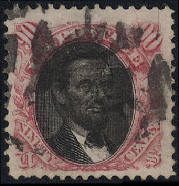 US Stamps Value Scott Catalogue #122 - 90c 1869 Pictorial Lincoln. Cherrystone Auctions, May 2008, Sale 200805, Lot 162