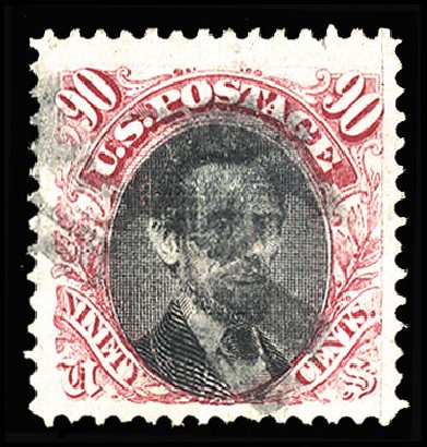 Costs of US Stamps Scott Catalog # 122: 1869 90c Pictorial Lincoln. Cherrystone Auctions, Nov 2009, Sale 200911, Lot 3062