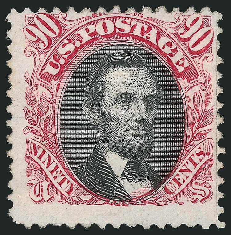 Price of US Stamp Scott Cat. # 122 - 1869 90c Pictorial Lincoln. Robert Siegel Auction Galleries, Nov 2013, Sale 1061, Lot 3552