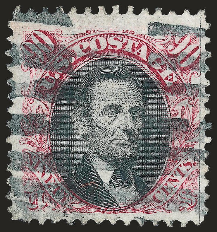 US Stamp Values Scott Catalogue #122 - 90c 1869 Pictorial Lincoln. Robert Siegel Auction Galleries, Apr 2010, Sale 984, Lot 432