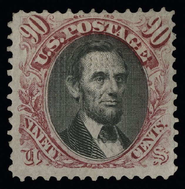 US Stamp Values Scott Catalog 122 - 90c 1869 Pictorial Lincoln. Spink Shreves Galleries, Aug 2013, Sale 144, Lot 162