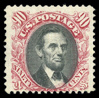 Prices of US Stamp Scott Cat. #122 - 90c 1869 Pictorial Lincoln. Matthew Bennett International, Sep 2010, Sale 333, Lot 3503