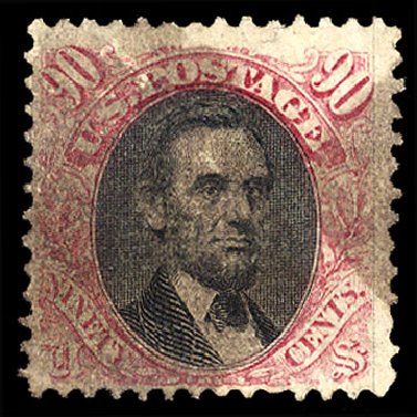 Cost of US Stamp Scott Catalogue 122 - 1869 90c Pictorial Lincoln. Cherrystone Auctions, Apr 2012, Sale 201204, Lot 83