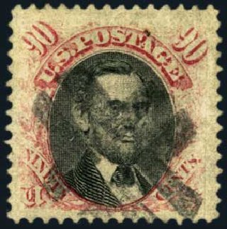 Price of US Stamps Scott Catalog #122: 1869 90c Pictorial Lincoln. Harmer-Schau Auction Galleries, Aug 2012, Sale 94, Lot 1223