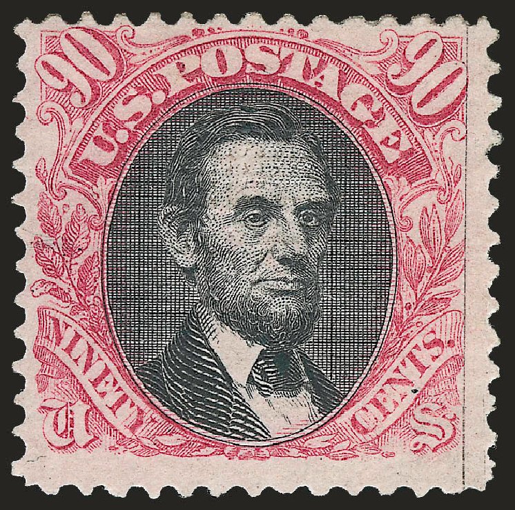 Costs of US Stamp Scott Cat. # 122: 90c 1869 Pictorial Lincoln. Robert Siegel Auction Galleries, Apr 2009, Sale 972, Lot 3123