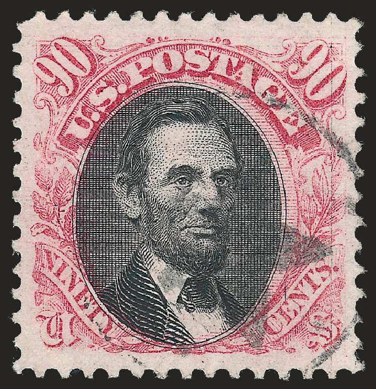 Values of US Stamps Scott #122 - 1869 90c Pictorial Lincoln. Robert Siegel Auction Galleries, Jun 2010, Sale 989, Lot 133