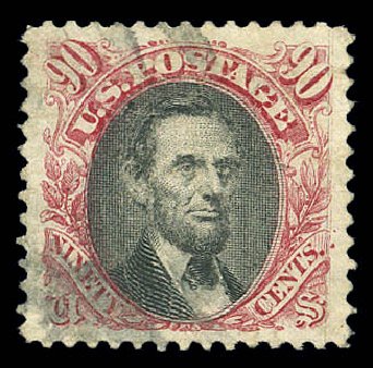 Price of US Stamps Scott #122 - 1869 90c Pictorial Lincoln. Matthew Bennett International, Sep 2010, Sale 333, Lot 3506