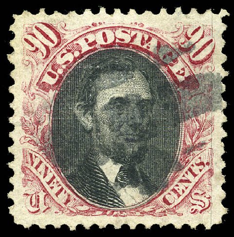 Prices of US Stamp Scott # 122 - 90c 1869 Pictorial Lincoln. Matthew Bennett International, May 2014, Sale 350, Lot 226