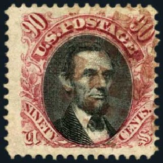 Price of US Stamp Scott Catalog # 122: 1869 90c Pictorial Lincoln. Harmer-Schau Auction Galleries, Jan 2013, Sale 96, Lot 476
