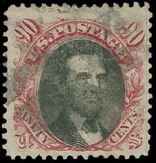 US Stamps Value Scott Catalogue # 122: 90c 1869 Pictorial Lincoln. H.R. Harmer, Oct 2014, Sale 3006, Lot 1176