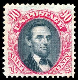 Price of US Stamp Scott Catalog 122 - 90c 1869 Pictorial Lincoln. Schuyler J. Rumsey Philatelic Auctions, Apr 2015, Sale 60, Lot 2116
