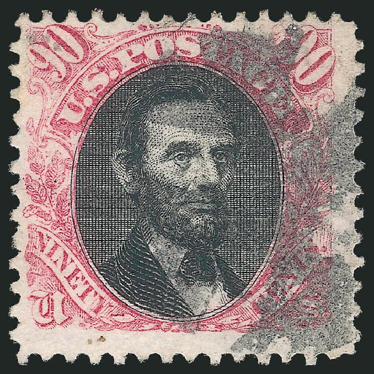 Price of US Stamps Scott Cat. # 122: 90c 1869 Pictorial Lincoln. Robert Siegel Auction Galleries, Apr 2014, Sale 1068, Lot 126