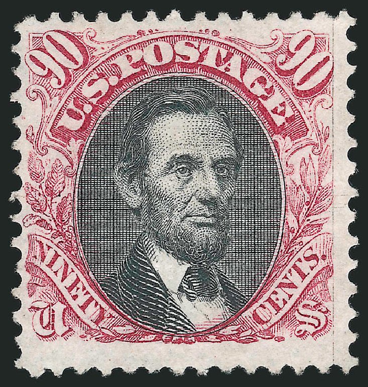 US Stamp Value Scott Cat. #122 - 1869 90c Pictorial Lincoln. Robert Siegel Auction Galleries, Sep 2009, Sale 976, Lot 1476