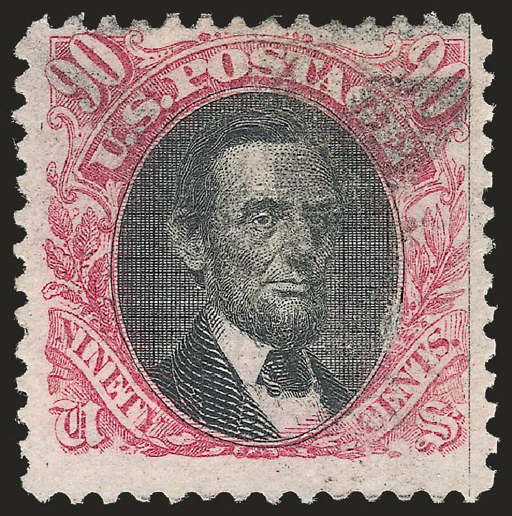 Value of US Stamps Scott Catalogue 122 - 1869 90c Pictorial Lincoln. Robert Siegel Auction Galleries, Dec 2009, Sale 982, Lot 5366