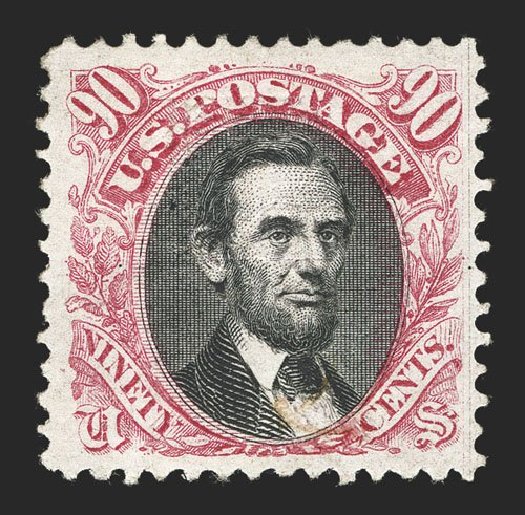 Prices of US Stamp Scott Catalogue #122: 90c 1869 Pictorial Lincoln. Spink Shreves Galleries, Mar 2013, Sale 142, Lot 196