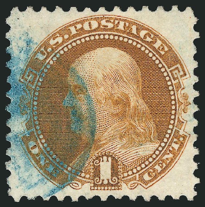 Costs of US Stamps Scott Cat. #123: 1c 1875 Pictorial Re-issue Franklin. Robert Siegel Auction Galleries, Jul 2013, Sale 1050, Lot 259