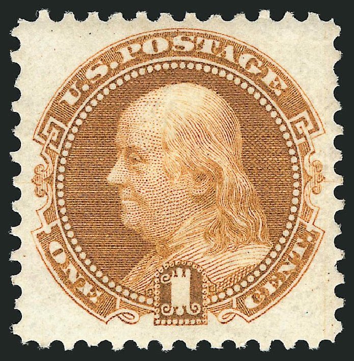 US Stamp Prices Scott Cat. 123: 1875 1c Pictorial Re-issue Franklin. Robert Siegel Auction Galleries, Sep 2014, Sale 1078, Lot 249