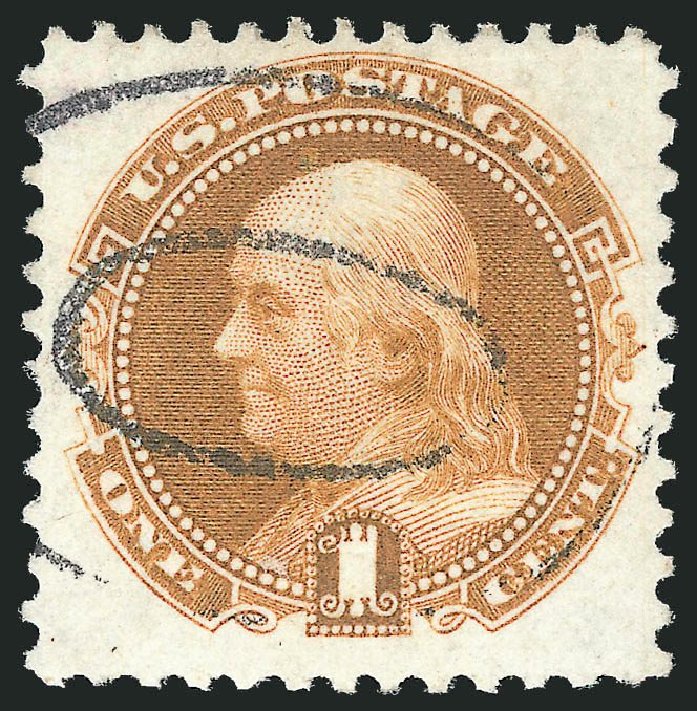 Value of US Stamps Scott 123 - 1875 1c Pictorial Re-issue Franklin. Robert Siegel Auction Galleries, Sep 2014, Sale 1078, Lot 250