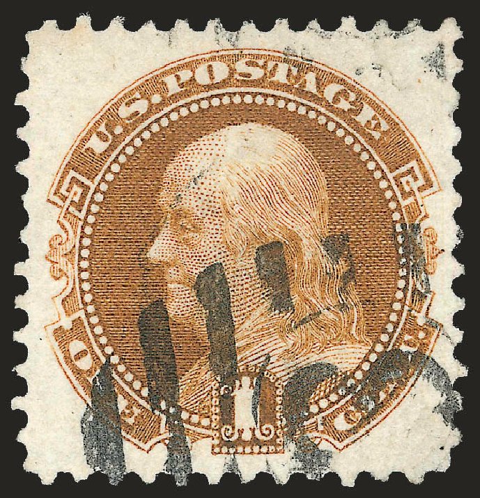 US Stamp Price Scott Catalogue # 123 - 1c 1875 Pictorial Re-issue Franklin. Robert Siegel Auction Galleries, Apr 2010, Sale 984, Lot 434