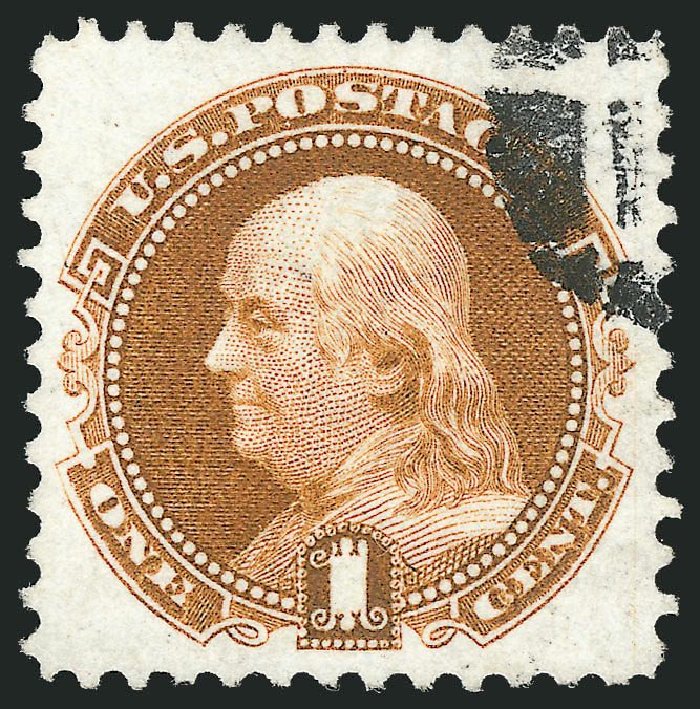 Values of US Stamp Scott 123: 1c 1875 Pictorial Re-issue Franklin. Robert Siegel Auction Galleries, Nov 2013, Sale 1061, Lot 3555